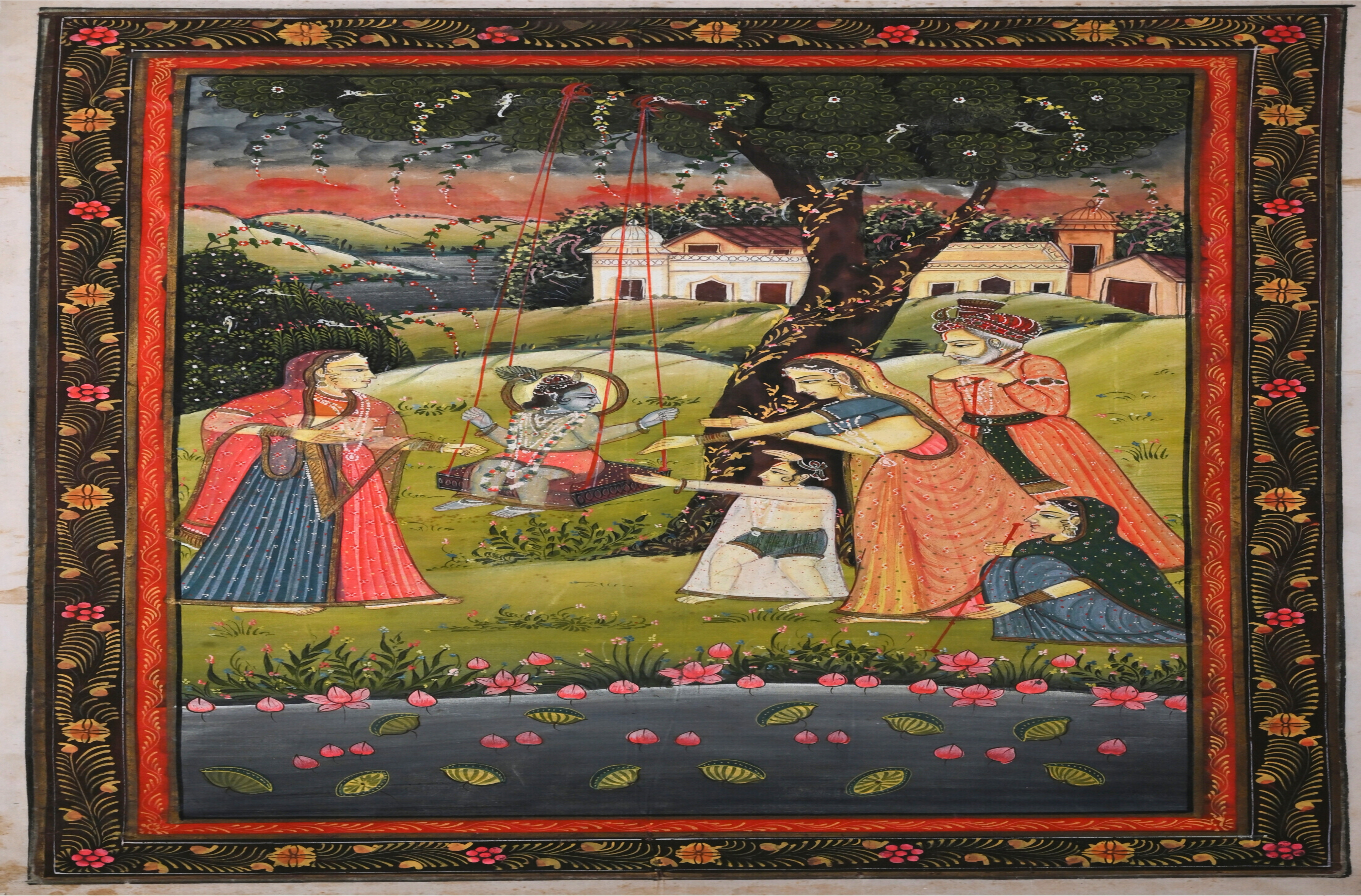 Bal Krishna on Jhula with Gopis