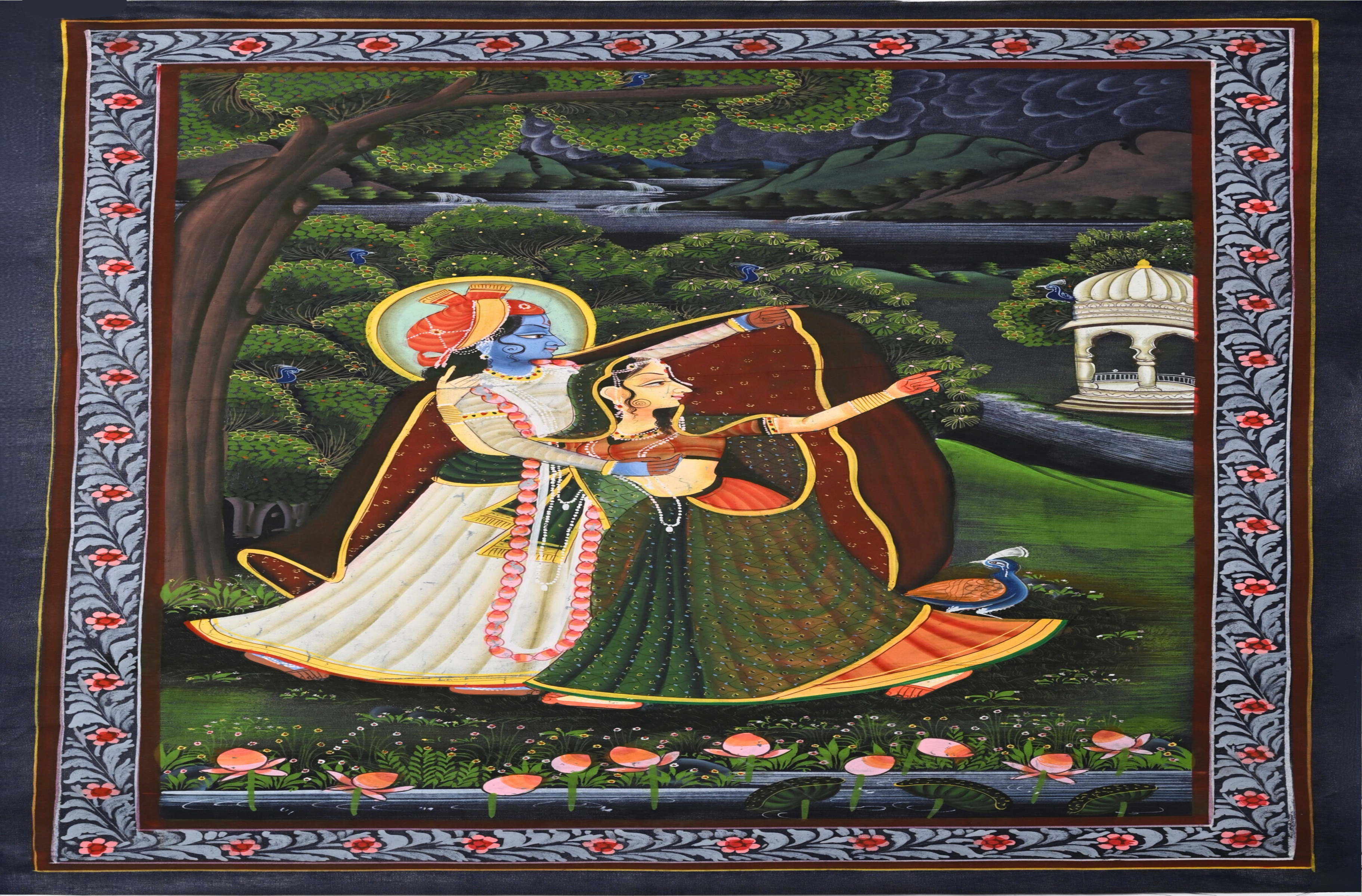 Krishna Dancing on Lotus with Gopis