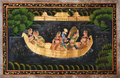 Traditional Indian Miniature Painting - Krishna with Gopis on Boat