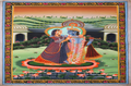 Divine Couple Palace Garden Scene Pichwai Painting Rajasthani Temple Art